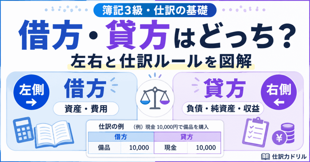 借方・貸方はどっち？覚え方と仕訳ルールを初心者向けに図解