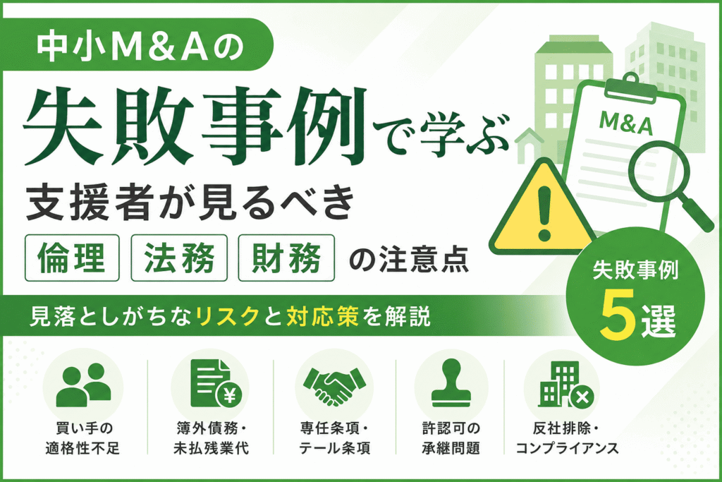中小M&Aの失敗事例で学ぶ｜支援者が見るべき倫理・法務・財務の注意点
