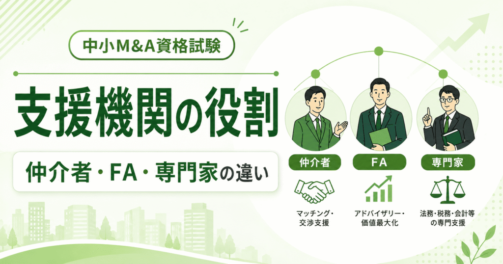 中小M&A資格試験で問われそうな支援機関の役割｜仲介者・FA・専門家の違いを整理